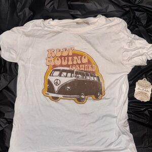 Altar'd State White Tee with Retro Van Graphic